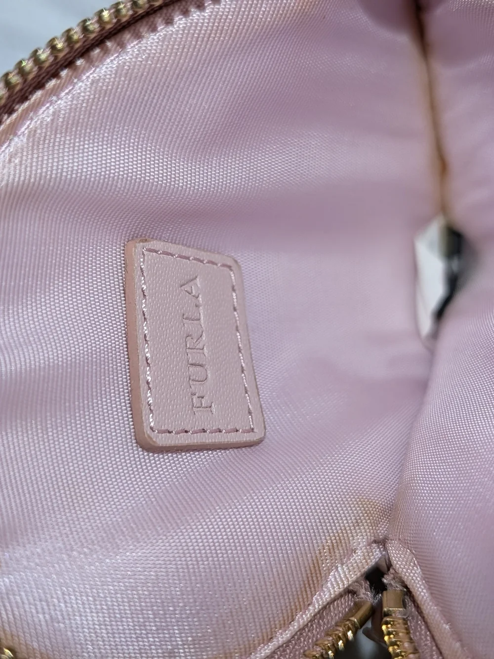 Furla Fortuna Small Coin Case with Pink Trim Good Condition